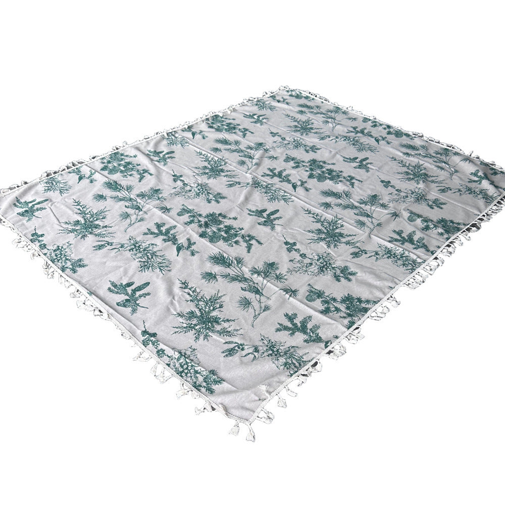 Picnic Blanket 140x220cm Polyester Mat with Fringes