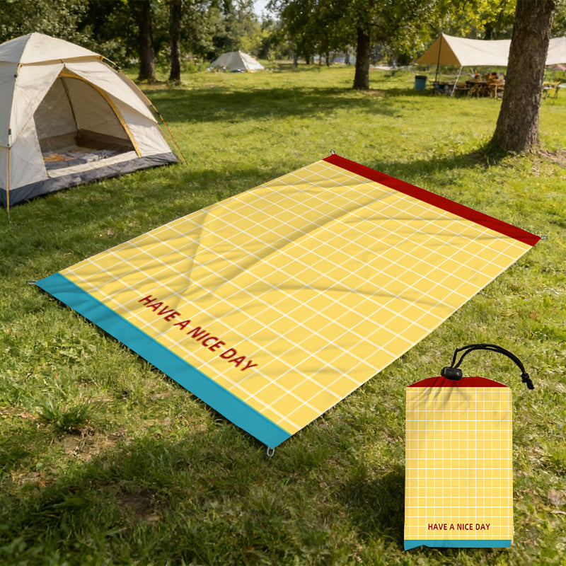 Portable Picnic Blanket 140x200cm Polyester Outdoor Mat - Patchwork
